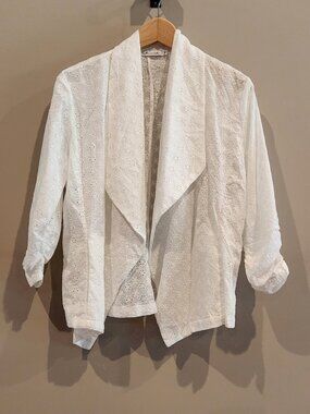 Culture Code White Eyelet Cardigan Womens Medium